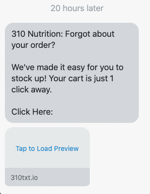 Forgot about your order? We've made it easy for you to stock up! Your cart is just 1 click away. Click Here: {abandoned_cart_link}