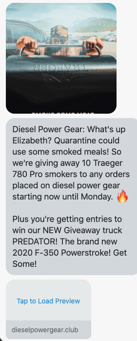 What's up {first_name}? Quarantine could use some smoked meals! So we're giving away 10 Traeger 780 Pro smokers to any orders placed on diesel power gear starting now until Monday. 🔥 Plus you're getting entries to win our NEW Giveaway truck PREDATOR! The brand new 2020 F-350 Powerstroke! Get Some! https://dieselpowergear.com/