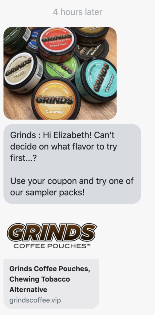 Hi {first_name}! Can't decide on what flavor to try first...? Use your coupon and try one of our sampler packs! {shop_link}