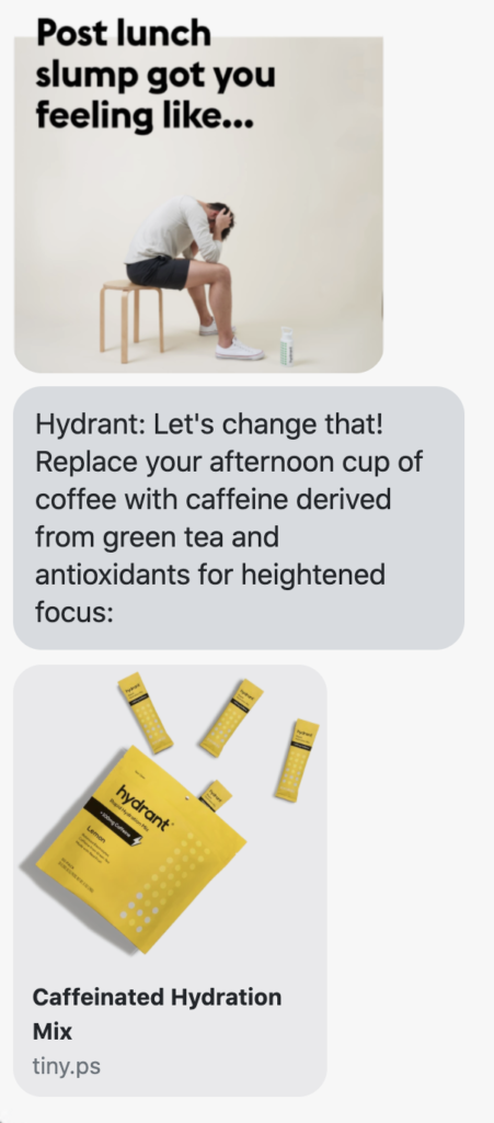 Let's change that! Replace your afternoon cup of coffee with caffeine derived from green tea and antioxidants for heightened focus: https://www.drinkhydrant.com/products/rapid-hydration-mix-caffeine?utm_source=postscript&utm_medium=text&utm_campaign=3pm_slump_one_time