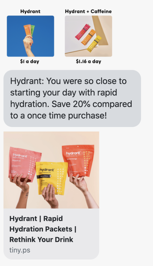 You were so close to starting your day with rapid hydration. Save 20% compared to a once time purchase! {abandoned_cart_link_utm_source=postscript&utm_medium=text&utm_campaign=ac-recharge-1}