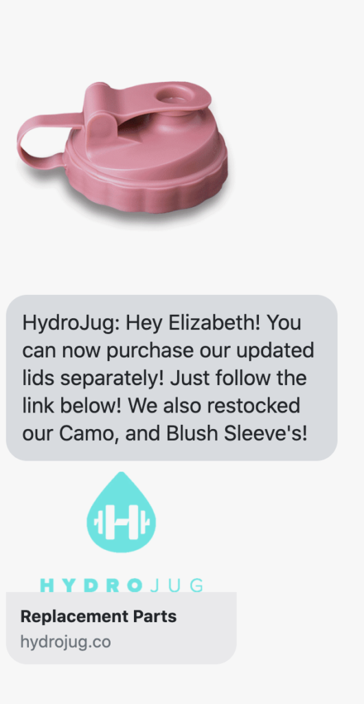 " Hey {first_name}! You can now purchase our updated lids separately! Just follow the link below! We also restocked our Camo, and Blush Sleeve's! https://www.thehydrojug.com/collections/replacement-parts Media:1582670624.gif"