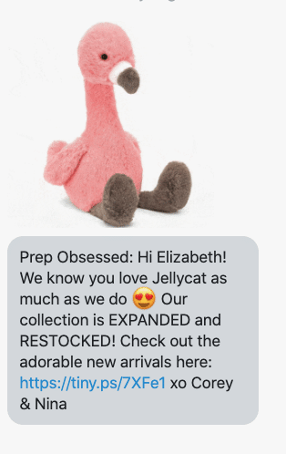 Hi {first_name}! We know you love Jellycat as much as we do 😍 Our collection is EXPANDED and RESTOCKED! Check out the adorable new arrivals here: https://www.prepobsessed.com/collections/our-favorite-stuffed-animals?page=1&sort_by=created-descending xo Corey & Nina