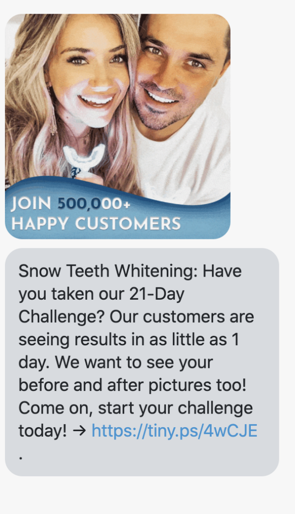 Have you taken our 21-Day Challenge? Our customers are seeing results in as little as 1 day. We want to see your before and after pictures too! Come on, start your challenge today! → https://www.trysnow.com/pages/before-after-teeth-whitening?utm_source=postscript-campaigns&utm_medium=sms&utm_campaign=21-Day-Challenge .