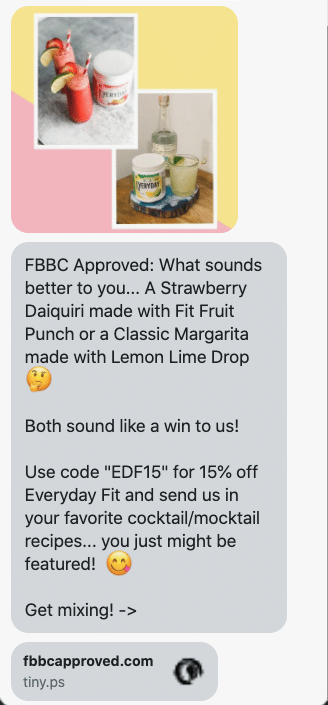 What sounds better to you... A Strawberry Daiquiri made with Fit Fruit Punch or a Classic Margarita made with Lemon Lime Drop π€ Both sound like a win to us! Use code "EDF15" for 15% off Everyday Fit and send us in your favorite cocktail/mocktail recipes... you just might be featured! π Get mixing! -> https://www.fbbcapproved.com/products/everyday-fit