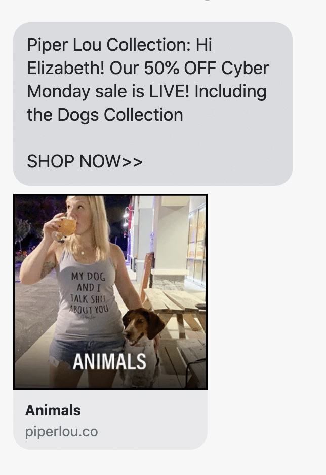 Hi {first_name}! Our 50% OFF Cyber Monday sale is LIVE! Including the Dogs Collection SHOP NOW>> https://www.piperloucollection.com/collections/animals/dogs
