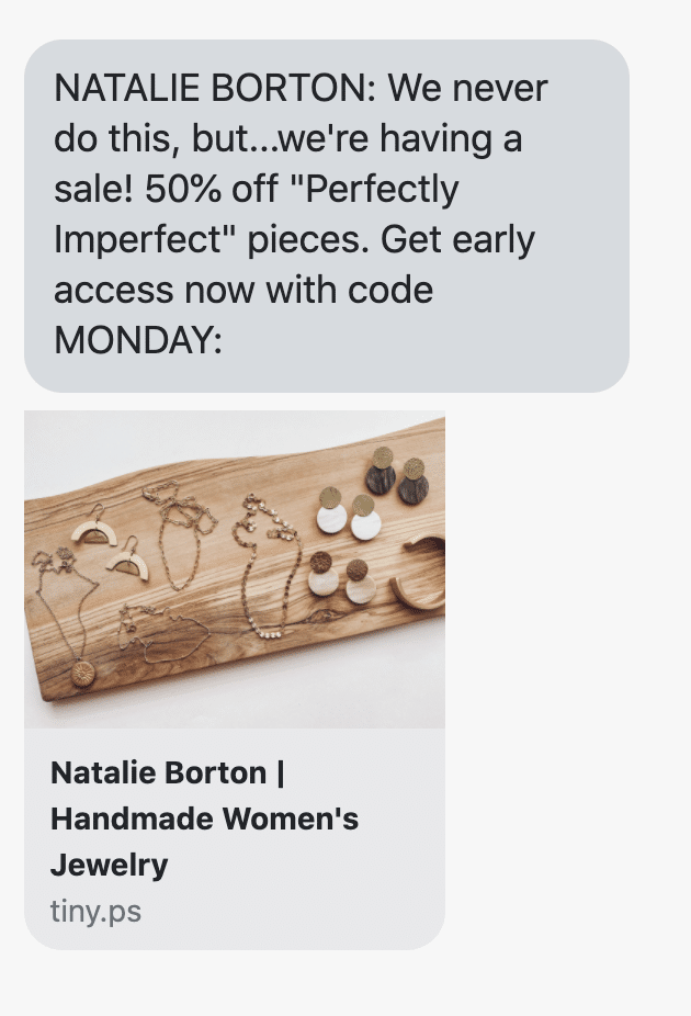 We never do this, but...we're having a sale! 50% off "Perfectly Imperfect" pieces. Get early access now with code MONDAY: