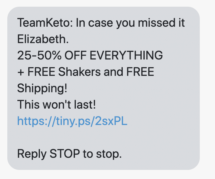 {shop_name}: In case you missed it {first_name}. 25-50% OFF EVERYTHING + FREE Shakers and FREE Shipping! This won't last!