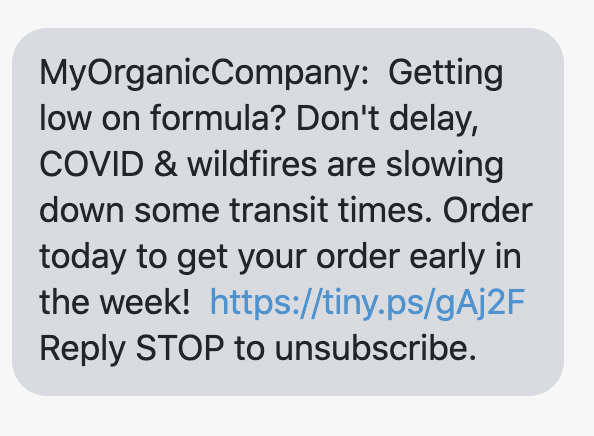 Getting low on formula? Don't delay, COVID & wildfires are slowing down some transit times. Order today to get your order early in the week!