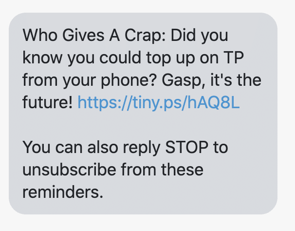 Did you know you could top up on TP from your phone? Gasp, it's the future!